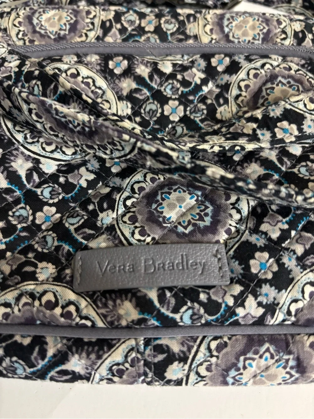 Vera Bradley Quilted Floral Crossbody Bag in Black and Gray NWOT